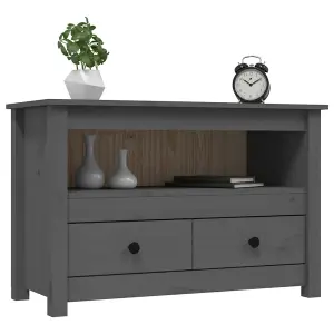 Berkfield TV Cabinet Grey 79x35x52 cm Solid Wood Pine