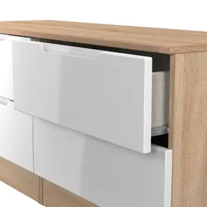 Milan Ready assembled White & oak 4 Drawer Bed box (H)495mm (W)1100mm (D)390mm