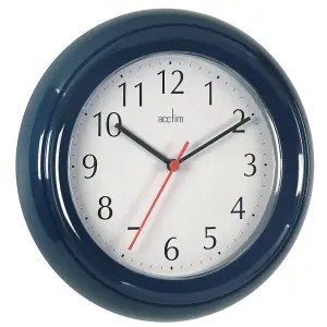 Acctim Wycombe Kitchen Office Quartz Numeric Numbers Wall Clock 22cm 21412 - Blue