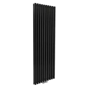 Nes Home 1800 x 600 mm Central Connection Vertical Designer Radiator Black Double Oval Tube