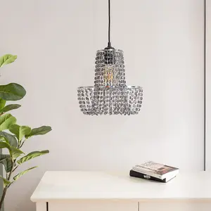 ValueLights Tegan Black Jewel Acrylic Droplet Chandelier Easy Fit Ceiling Light Shade - Bulb Included