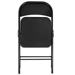 Metal Folding Chairs - Matte Black - Pack of 2