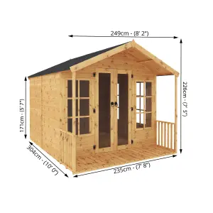 Mercia 10x8 ft with Double door & 4 windows Apex Wooden Summer house