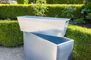 Primrose Garden Zinc Tall Trough Planter with Insert Silver 95cm