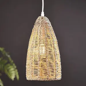 Wicker Rattan Basket Pendant Light - Small