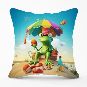 Frog On A Beach Holiday Cushions 45cm x 45cm