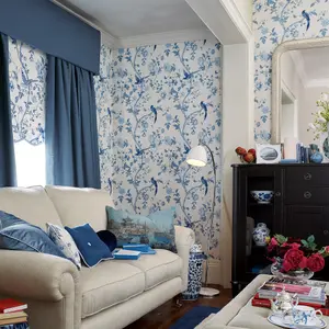 Laura Ashley Summer palace Royal blue Floral Smooth Wallpaper Sample