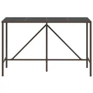 Berkfield Bar Table with Glass Top Brown 180x70x110 cm Poly Rattan