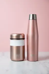 BUILT Apex 2 Piece Insulated Water Bottle & Food Flask Lunch Set, Rose Gold