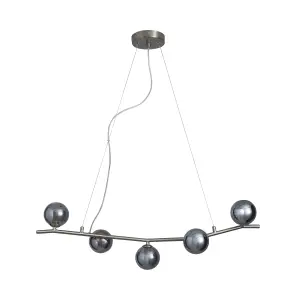 Inlight Fortuna pendant Satin Nickel effect 5 Lamp LED Pendant ceiling light, (Dia)800mm