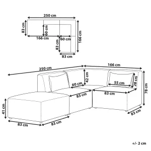 Left Hand 3 Seater Modular Jumbo Cord Corner Sofa with Ottoman Beige LEMVIG