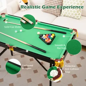 Costway 4FT Folding Billiards Table Portable Pool Game Table Set with 2 Cues 16 Balls