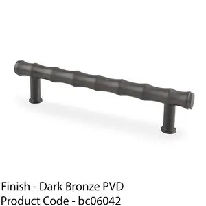 Bamboo T Bar Pull Handle - Dark Bronze 128mm Centres SOLID BRASS Drawer Door