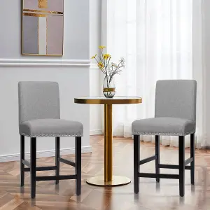 Costway Set of 2 Bar Stools Counter Height Chair Upholstered W/ Low Backrest & Wide Seat