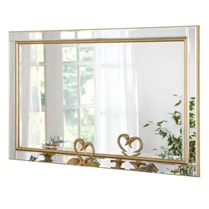 Abbate Rectangle Wall Mirror Gold / 106.5cm H x 75cm W