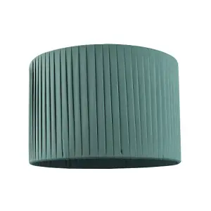 Modern Chic Designer Double Pleated Green Cotton Fabric 10 Drum Lampshade