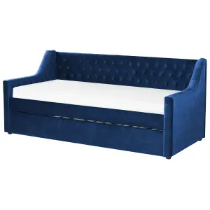 Velvet EU Single Trundle Bed Blue MONTARGIS