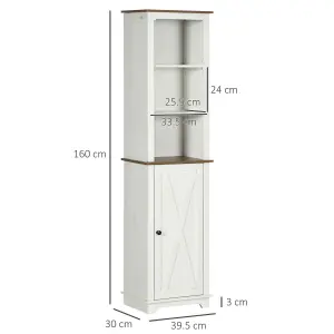 kleankin Tall Bathroom Cabinet Storage Cupboard with Door, Adjustable Shelves