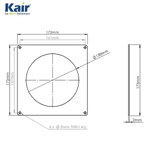 Kair Wall Plate 125mm - 5 inch for Round Ducting