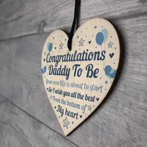 Red Ocean Daddy To Be Gift Wooden Heart Congratulations Gift Baby Shower Gift Friendship Gift