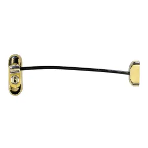 UAP Window Restrictor with Key - Window Safety Locks - 20cm Cable - All Types of Windows - 2 Locks - PVD Gold - Black Cable