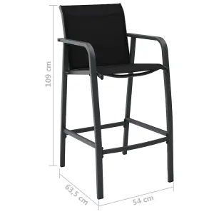 Berkfield Garden Bar Chairs 2 pcs Black Textilene