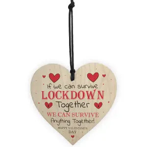 Red Ocean Lockdown Valentines Day Gifts Novelty Wood Heart Sign Gifts For Him Boyfriend Gifts For Him