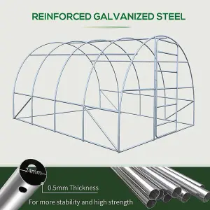 Outsunny 4 x 3M Walk-in Garden Polytunnel Greenhouse Galvanised Steel W/ Door