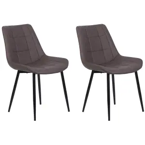 Set of 2 Dining Chairs MELROSE II Faux Leather Dark Brown