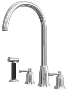 Artisan Kensington 3 Hole Traditional Kitchen Mixer Tap With Hand Spray - Chrome