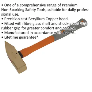 Durable 2.2lb Cross Pein Engineers Hammer with Non-Sparking Beryllium Copper Head