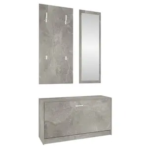 Berkfield 3-in-1 Shoe Cabinet Set Concrete Grey Engineered Wood