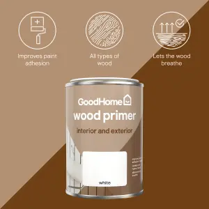 GoodHome White Multi-surface Wood Primer & undercoat, 250ml