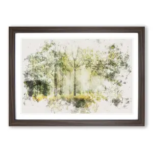 View Of The Forest In The Spring - Single Picture Frame Print on MDF Walnut / 33cm H x 45cm W x 2cm D