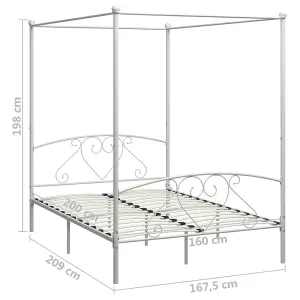 Berkfield Canopy Bed Frame White Metal 160x200 cm