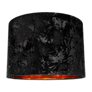 Modern Crushed Velvet Lamp Shade with Shiny Paper Inner Black / 15cm H x 20cm W x 20cm D