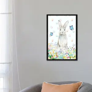 Tall Easter Bunny by Patricia Pinto - Floater Frame Gallery-Wrapped Canvas Giclée on Canvas Black / 66.04cm H x 45.72cm W