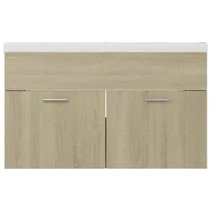 Saona 800mm Single Bathroom Vanity with Integrated Ceramic Basin Sonoma Oak