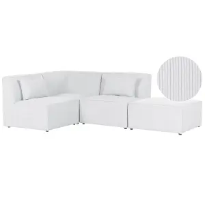 Right Hand 3 Seater Modular Jumbo Cord Corner Sofa with Ottoman Off White LEMVIG