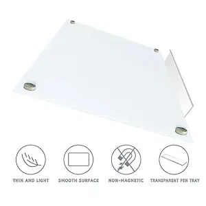 Dry Wipe Frameless Glass White Board non magnetic 45cm x 60cm Dry Erase White