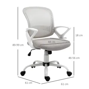 Vinsetto Mesh Office Chair Swivel Desk Task Computer Chair with  Lumbar Back Support, Adjustable Height, Arm for Home, Grey