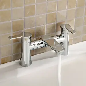 Nes Home Modern Design Deck Mounted Perth Bridge Bath Filler Tap Chrome