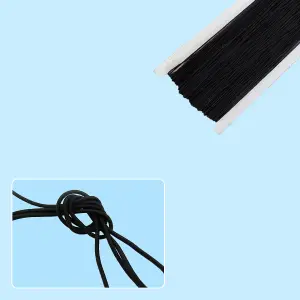 2mm Elastic Cord, Thread Beading String Round Cord Stretchy Elastic, Black - 25 Metres