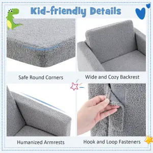 Costway 2-in-1 Kids Convertible Couch Children Fold out Sofa Bed Lounger Flip Open