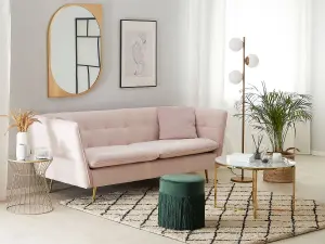 3 Seater Velvet Sofa Pink FREDERICA