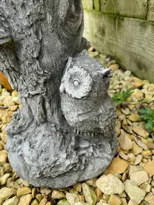 Barn Owl Bird Bath Stone Statue Outdoor Garden Ornament British Made Feeder