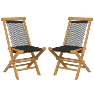 Costway Set of 2 Patio Folding Chairs Portable Garden Solid Teak Wood Dining Chairs