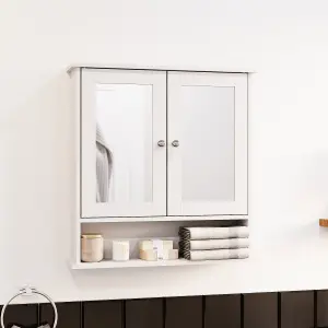 Bath Vida Priano White 2 Door Mirrored Bathroom Wall Cabinet With Shelf