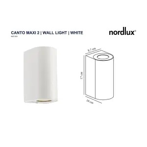 Nordlux Canto Maxi 2 Outdoor Patio Terrace Garden Wall Light In White (Height) 17cm