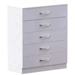 Vida Designs Hulio White High Gloss 5 Drawer Chest (H)900mm (W)750mm (D)360mm